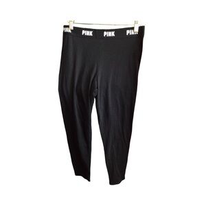 PINK Victoria's Secret Black Leggings with White Logo